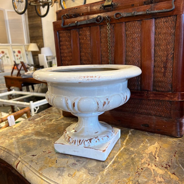Late 19th Century White Pedestal Base Urn Planter For Sale - Image 10 of 10