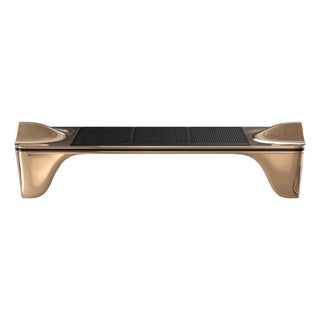 "Passione" Bench With Bronze and Exclusive Woven Leather, Handcrafted For Sale