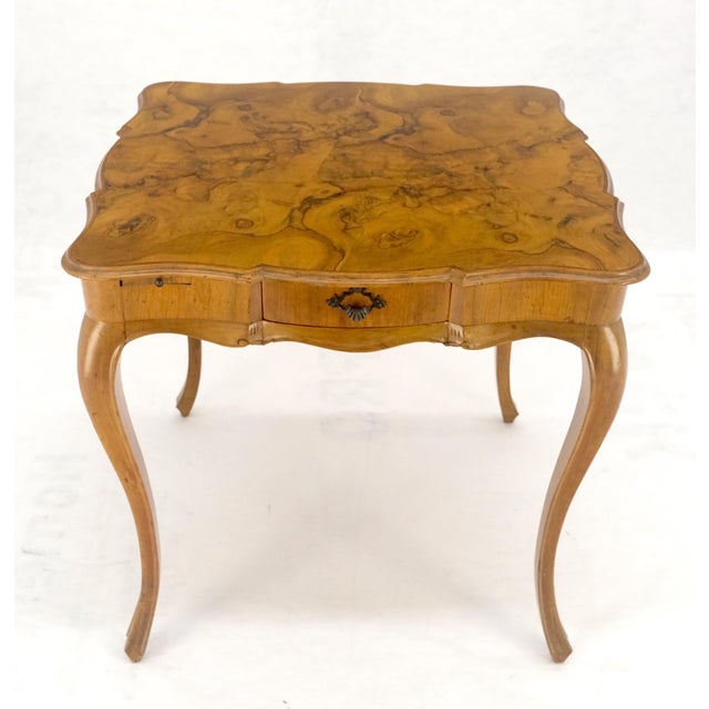 Hollywood Regency Italian Olive Burl Wood Game Table Pull Out Trays One Drawer MINT! For Sale - Image 3 of 16