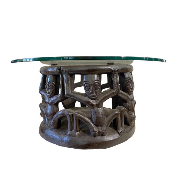 African Bamileke Coffee Table W /Glass Top Cameroon. Chairish