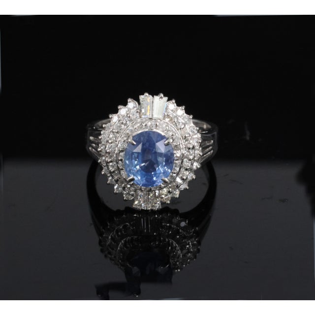 Late 20th Century Rare 2.09ct Gia Ceylon No Heat Sapphire & 0.69ct Diamond Platinum Ring Size 5.25 For Sale - Image 13 of 17