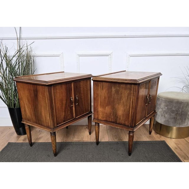 Mid-Century Italian Wood Bedside Tables, 1950s, Set of 2 For Sale - Image 9 of 11
