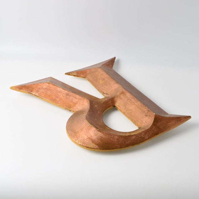 Mid-Century Modern Vintage Copper Colour Letter R, 1970s For Sale - Image 3 of 10
