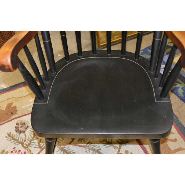 1930s Dartmouth 1769 Nichols & Stone Black Wooden Arm / Captains Chair College Lodge Library For Sale - Image 5 of 18