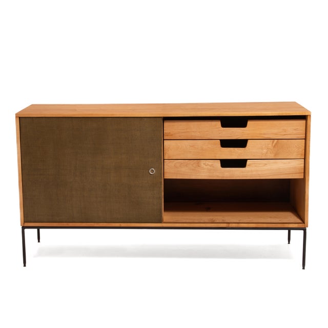 Paul McCobb Winchendon Furniture Planner Group Grasscloth Iron Base Credenza Unmarked Mid Century For Sale - Image 13 of 18