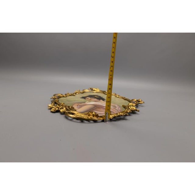 French Art Nouveau Painted Portrait in a Louis XV Style Bronze Frame, 1900s For Sale - Image 18 of 18
