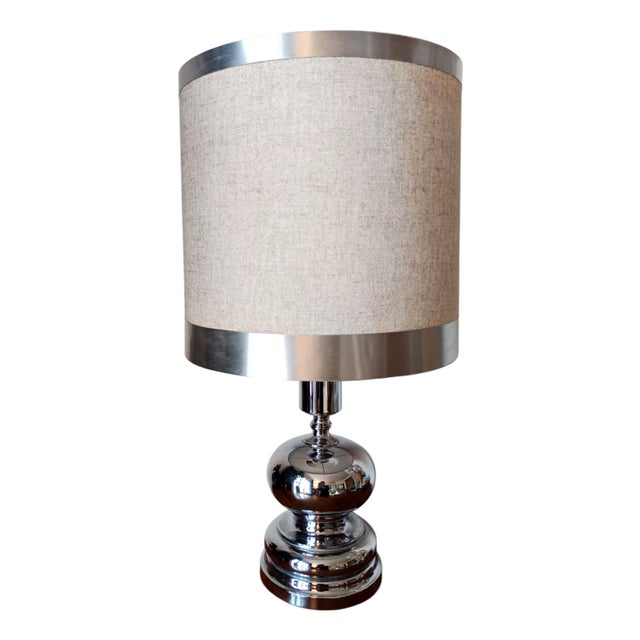 Chrome Lamp in the style of Philippe Barbier, 1970s For Sale