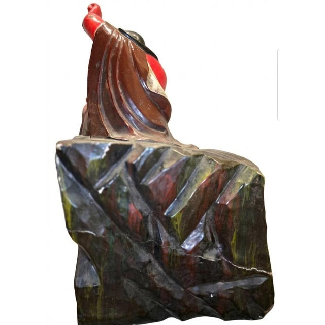 Wood Late 20th Century Polychrom Wooden Carving 10 of 18 Arhats (Luohans) For Sale - Image 7 of 17
