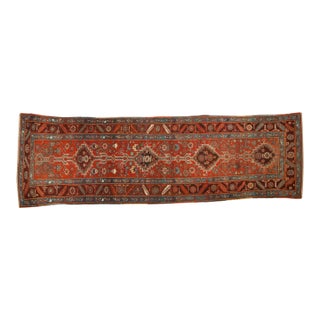 1910s Vintage Northwest Persian Stepped Medallion Wool Rug Runner For Sale