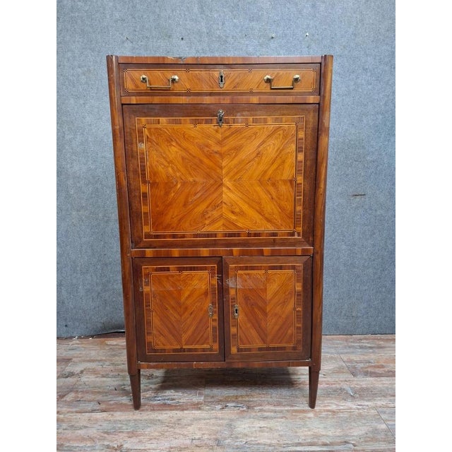 Late 18th Century LXVI Marquetry Drop-Front Secretary For Sale - Image 11 of 11