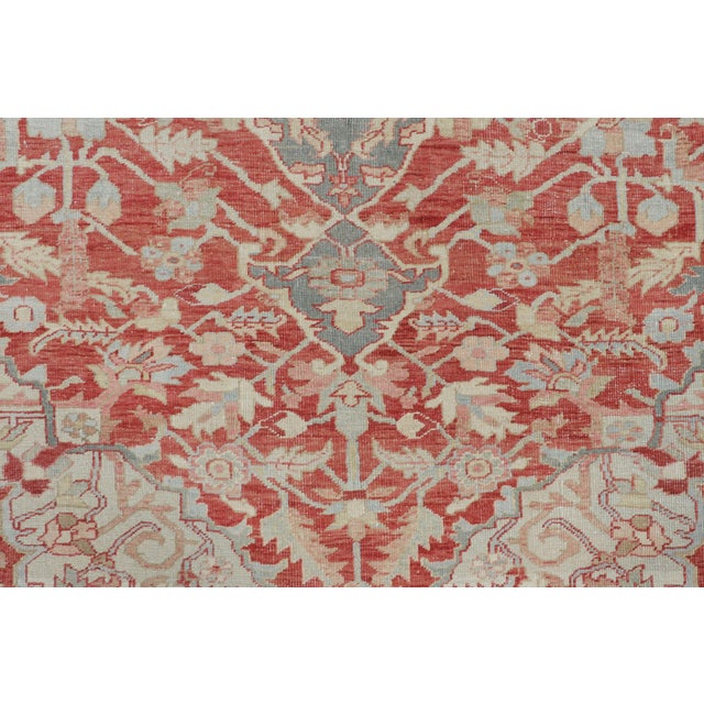 Traditional Antique Persian Heriz Rug in Red and Teal Floral Design - Rug & Kilim For Sale - Image 3 of 7