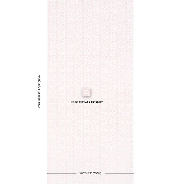 A soft geometric that combines stripes and medallions, this handprinted wallpaper is a go-anywhere pattern with...