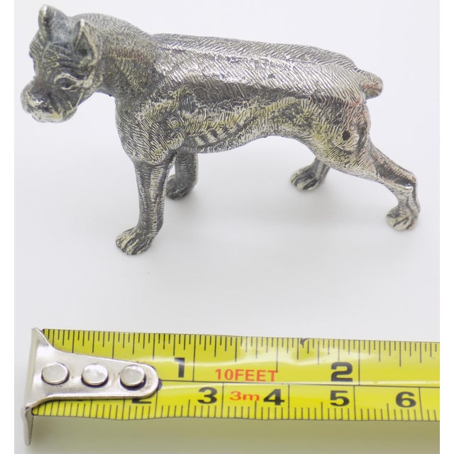 Vintage Italian Handmade Genuine Silver Detailed Boxer Dog Large and Heavy Rare Solid Figurine For Sale - Image 11 of 11