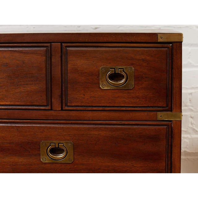 Vintage Campaign Mahogany Tall Chest With Brass Hardware For Sale - Image 4 of 10