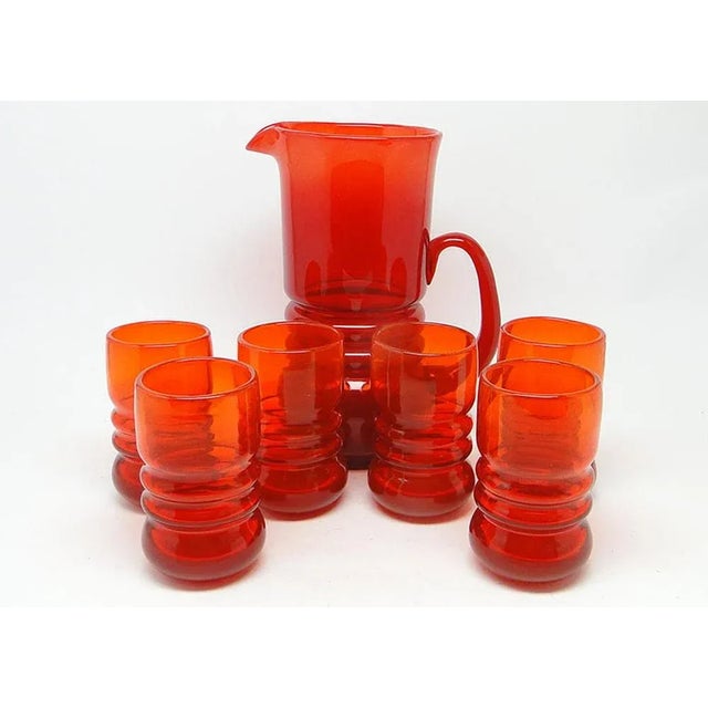 Postmodern Postmodern Juice Set from Barbara Glassworks, Poland, 1970s, Set of 7 For Sale - Image 3 of 8