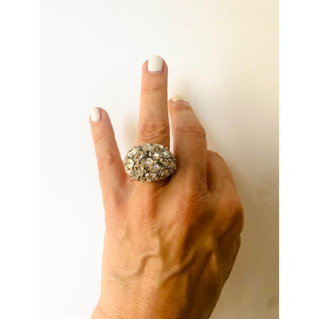 Metal Kenneth Jay Lane Bombé Cocktail Ring, Circa 1990s, Size 6.5 For Sale - Image 7 of 14