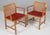 Wood Armchairs in Elm, Cane and Leather by Ditte Heath for Søren Horn, 1960s, Set of 2 For Sale - Image 7 of 10