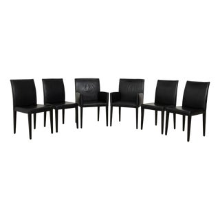 Chairs in Black Leather from Werther, Set of 6 For Sale