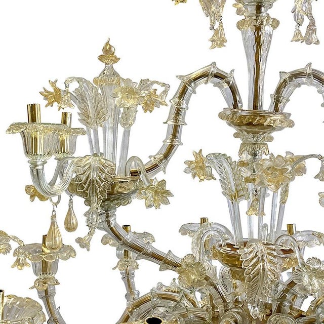 Boat Chandelier in Gold Crystal Murano Glass, 1950s For Sale - Image 3 of 10