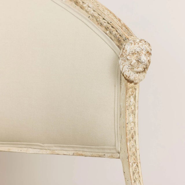 19th C. Swedish Gustavian Barrel Back Sofa With Lion Heads in Original Paint For Sale - Image 12 of 12