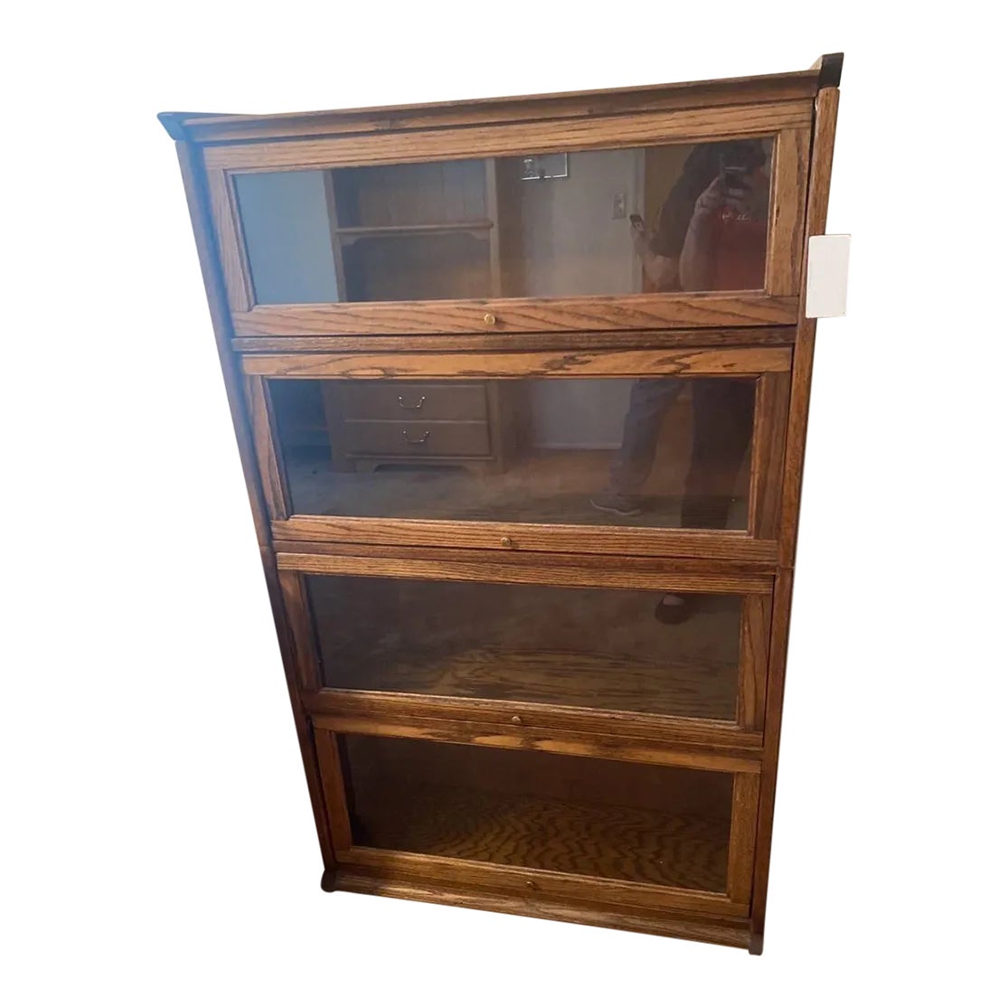 Mid 20th Century Vintage Oak Solid Wood Barrister Bookcase Lawyers Four