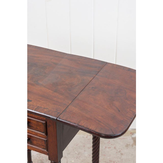 Regency 2-Drawer Pembroke Side Table With Tapered Legs on Caster C. 1820 For Sale - Image 9 of 11