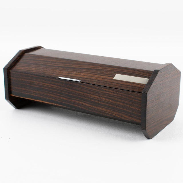 Maison Desny Style Art Deco Modernist Box Macassar and Chrome For Sale In Atlanta - Image 6 of 10
