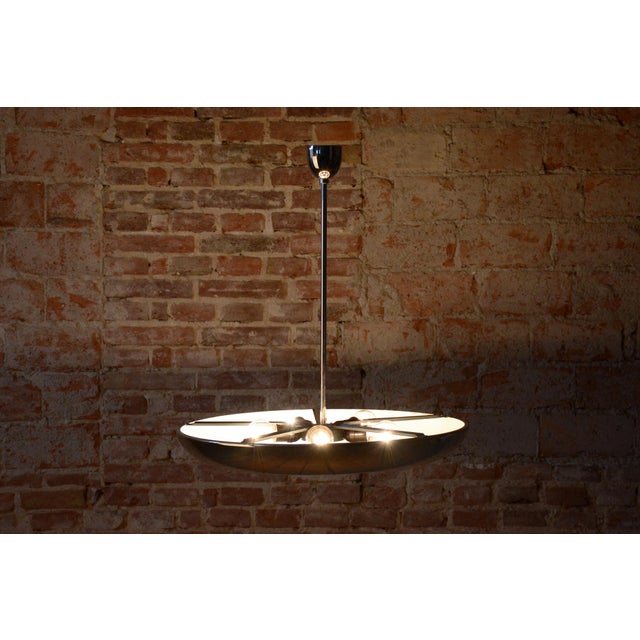 Bauhaus Pendant in Chrome and Glass by J. Hurka for Napako, Czech, 1920s For Sale - Image 10 of 13