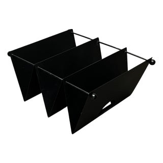 Postmodern Italian Metal Magazine Rack Holder, 1980s For Sale