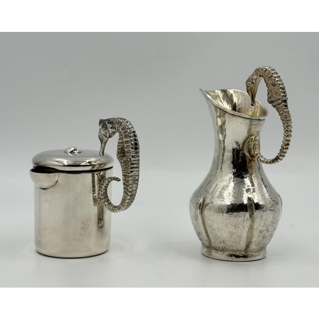 1960s Los Castillo Seahorse Silver Plate Creamer & Sugar Set For Sale In Los Angeles - Image 6 of 18