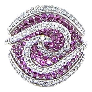 18ct White Gold Pink Sapphire and Diamond Dress Ring 3.74ct 17.85g, Size 7.75 For Sale