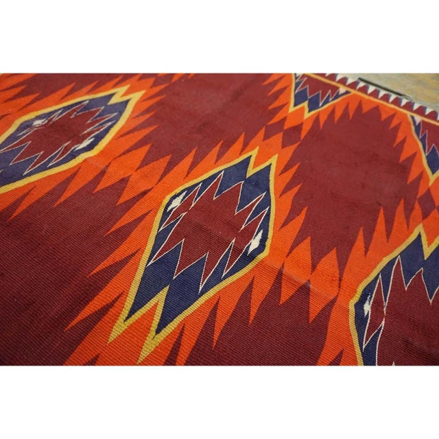 Antique Navajo America Flat Weave Rug, Country of Origin: American USA Rugs, Circa Date: 1890s. This exceptional textile...
