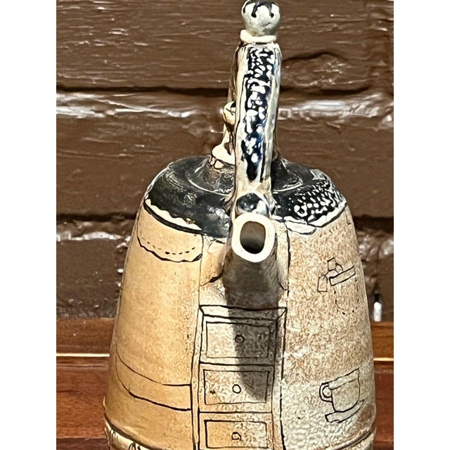 Late 20th Century Late 20th Century Gerry Wallace Studio Art Pottery Whimsical Figural Teapot Vessel For Sale - Image 5 of 9