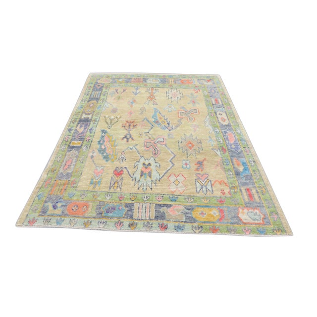 Modern Turkish Oushak Rug 5'7" x 7'3" For Sale - Image 9 of 10