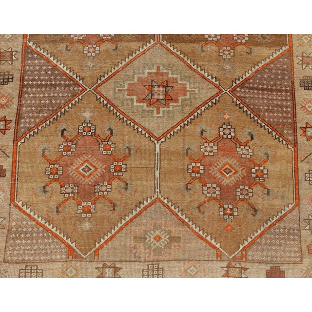 Tan Vintage Turkish Kars Gallery Runner in Brown Color, Tan, Taupe and Orange 5'9 X 13'4 For Sale - Image 8 of 10