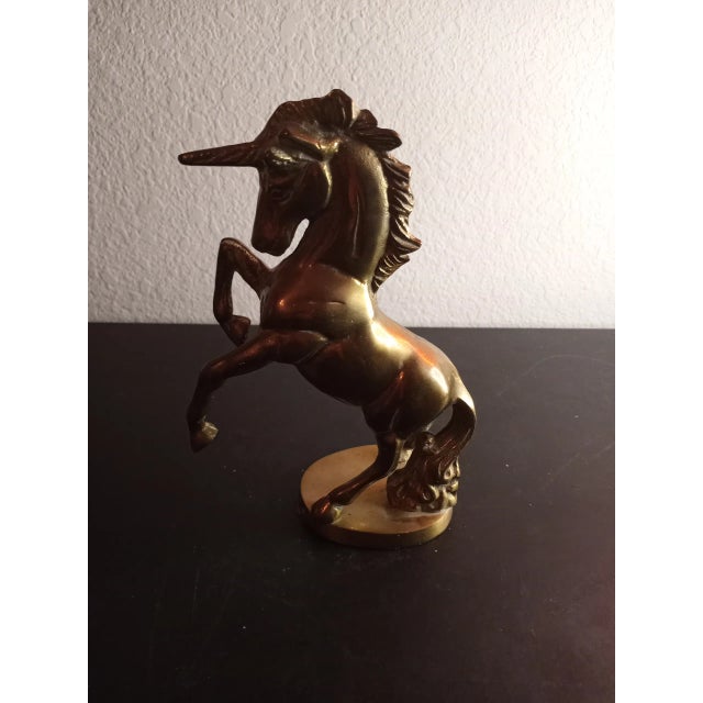 1970s Solid Brass Galloping Unicorn Sculpture For Sale - Image 9 of 9