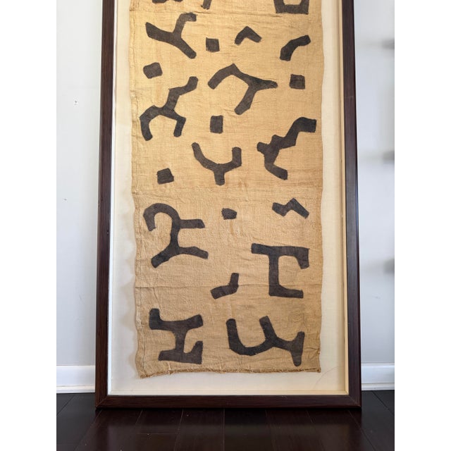 77” Oversized Tall Vintage Collector African Kuba Cloth Textile Art in Custom Walnut Frame For Sale - Image 12 of 12