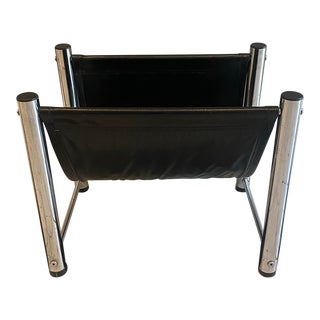 1970s Vintage Chrome Record Album Magazine Rack For Sale