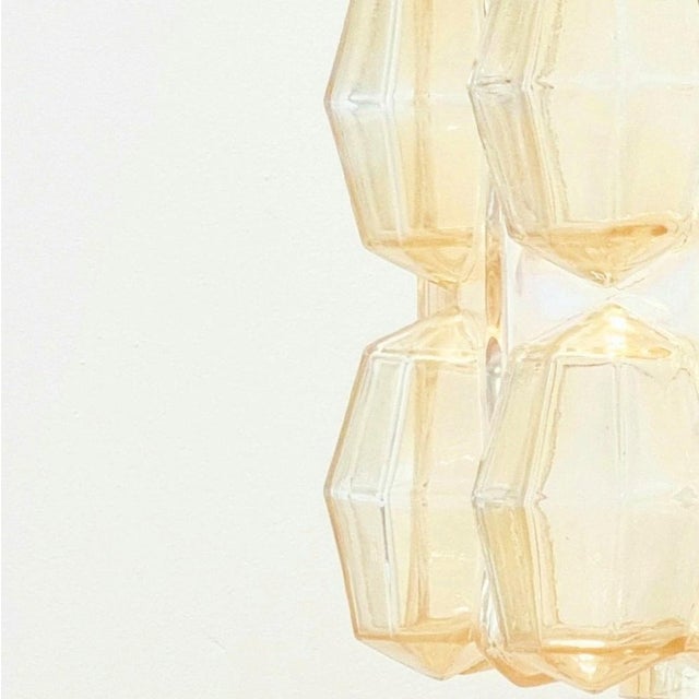 Mid-Century Modern Mid-Century Modern Amber Diamond Glass and Brass Pendant Light by Helena Tynell for Limburg, Germany, 1960s For Sale - Image 3 of 11