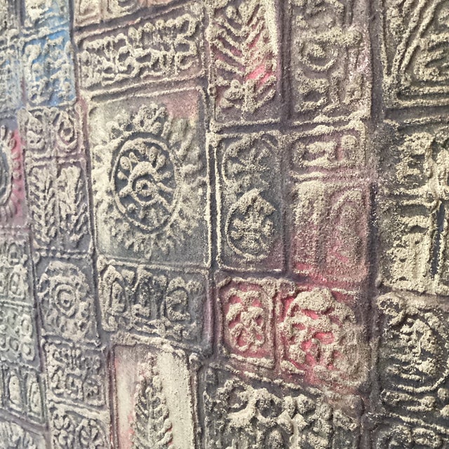 Vintage Asian Style Mixed-Media Abstract Textured Painting by Roong T. Circa 1968 For Sale In Chicago - Image 6 of 12