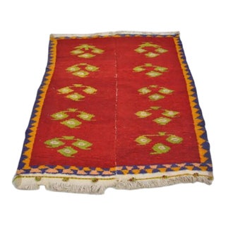 Vintage Anatolian Kilim Rug With Geometric Tribal Motif For Sale