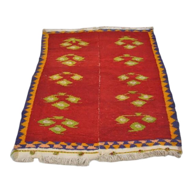 Vintage Anatolian Kilim Rug With Geometric Tribal Motif For Sale