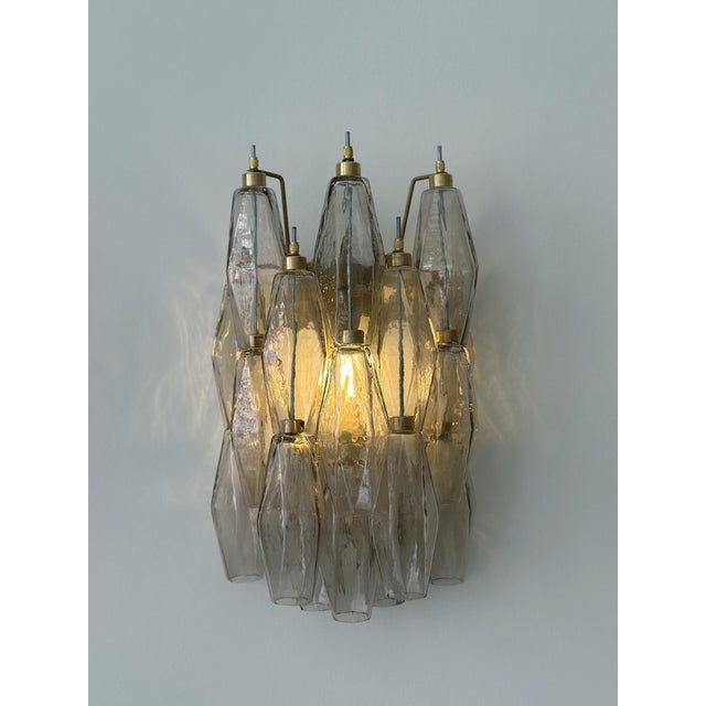 2000 - 2009 Wall Lamps with Handmade Beige Murano Glass Prisms, Set of 2 For Sale - Image 5 of 8