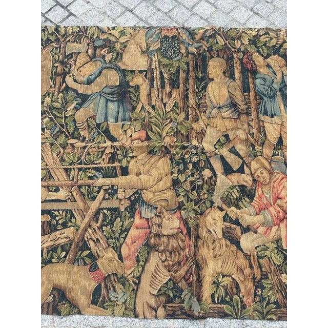 Vintage French Screen Printed Tapestry, 1950s For Sale - Image 3 of 18