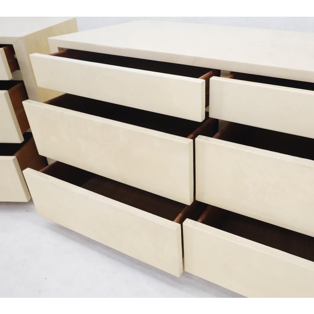 Green Two Part Side by Side Racetrack Buffed Lacquered Goatskin Dresser Credenza Mint! For Sale - Image 8 of 18