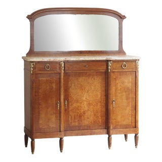 Antique Louis XVI Buffet with Marble and Mirror, 1890s For Sale