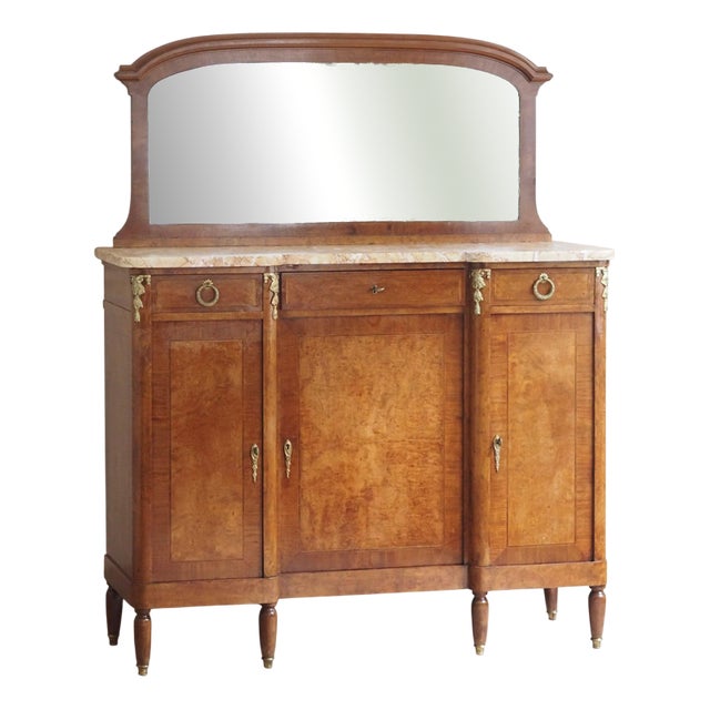 Antique Louis XVI Buffet with Marble and Mirror, 1890s For Sale