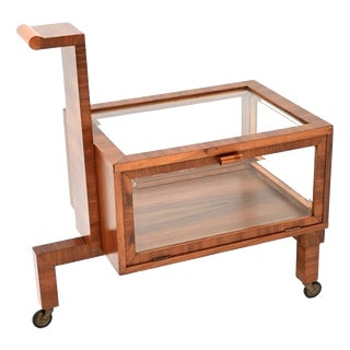 Art Deco Walnut Serving Cart, 1930s For Sale