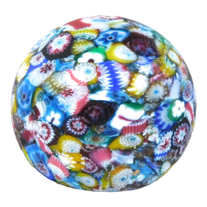 1960s Busy Multicolor Satin Matte Finish Millifiori Paper Weight