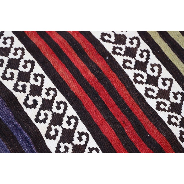 1970s Turkish Tribal Style Stripe Design Handmade Oushak Kilim Runner Rug For Sale - Image 4 of 10